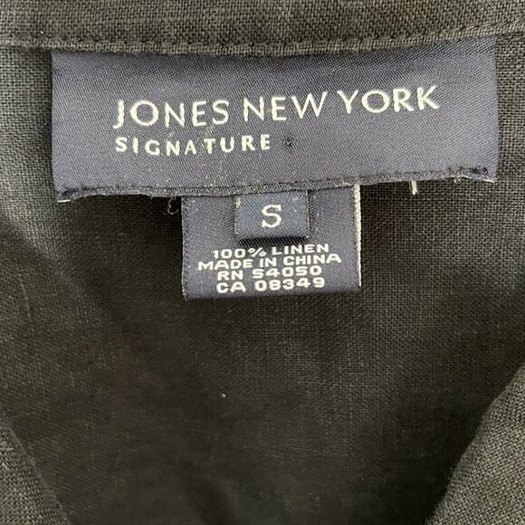 Jones NY Top SZ SM 100% Linen Long Sleeve Button Down Minimalist Sustainable - Picture 5 of 7